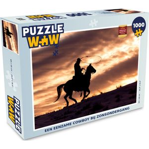Puzzel Een eenzame cowboy bij zonsondergang - Legpuzzel - Puzzel 1000 stukjes volwassenen