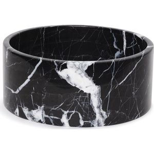 MOOISA - Marmer fruitschaal zwart - Nero Marquina 24x10cm - ronde fruitschaal - fruit - rond marmer dienblad - vierkant marmer dienblad - decoratie schaal - tapasplank - serveerplank