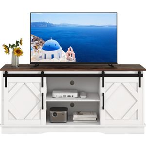 Grote tv-kast tv-standaard dressoir entertainmentcentrum met 2 klassieke schuifdeuren verstelbare planken voor woonkamer eetkamer landhuis modern design 150*40*60cm