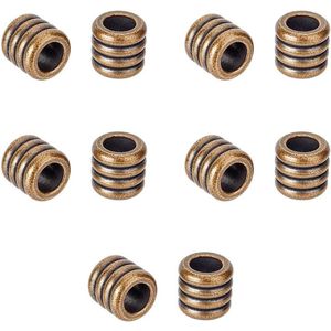 Europees messing sleutelkoord parels - 10 stuks met groot gat non-que bronskleurige kolommen vintage ronde knutselkralen 54 mm