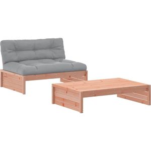 The Living Store 2-delige Loungeset met kussens massief douglashout - Loungeset - Tuinset - Buitendrank - Hout Lounge Set - Loungebank