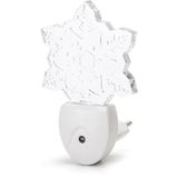 Stekkerlamp Lamp - Stekkerspot met Dag en Nacht Sensor - Aigi Essi - 0.5W - RGB - Rond - Mat Wit - Kunststof - Sneeuwvlok
