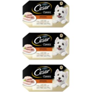 3x Cesar Classic Kuipje in Gelei Selection Multipack - Hondenvoeding - 600g