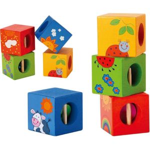 CLASSIC WORLD Houten zintuiglijke blokken Educatieve puzzel Dieren puzzel voor kinderen 4 st.