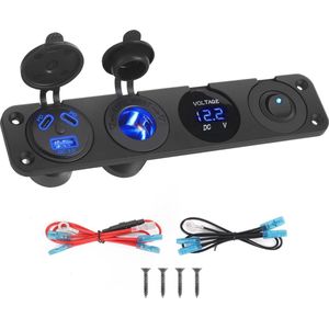 12V Autolader Schakelpaneel met QC3.0 USB en PD Type C voor Truck, Caravan en Boot