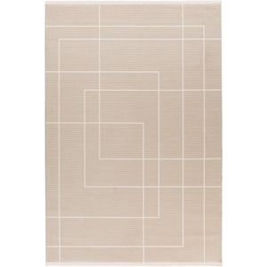 Basic Home Abstract Vloerkleed - Laagpolig Tapijt - Soft Touch - Effen - Beige- 80x150 CM