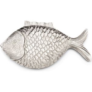 Riviera Maison Decoratieschaal Zilver dienblad vis - Allassio Fish serveerschaal voor decoratie en hapjes