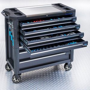 Datona® Gereedschapswagen tech-line 100 cm + 154-delige gereedschapsset - Mat Zwart