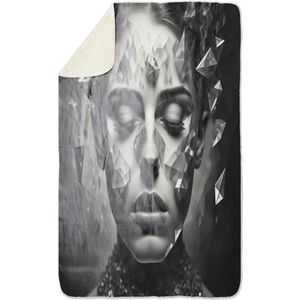 Fleecedeken Dame met kristal, 96x146cm, Polyester Sherpa, deken met print
