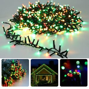 Cheqo® Kerstverlichting - Kerstboomverlichting - Kerstlampjes - Sfeerverlichting - LED Verlichting - Voor Binnen en Buiten - Tuinverlichting - Feestverlichting - Lichtsnoer - Microcluster - 400 LED's - 8M - Drie Kleuren - Timer - 8 Lichtfuncties
