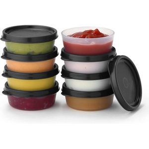Kleine Voedsel Opslag Containers met Deksels - 8 st. 2 oz. Salade Dressing Container to Go - Herbruikbare Plastic BPA vrij - Lekvrij voor Lunch Box