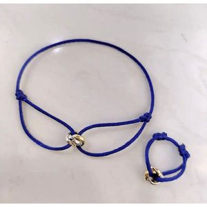 Soraro Tricolor Armband&Ring Set | Navy Blauw | 18K Goldplated | Soraro Ringen | Cadeau voor haar | verjaardag vrouw | Vaderdag | Vaderdag Cadeau