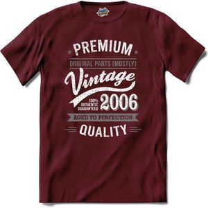 Vintage Legend Sinds 2006 - verjaardag en feest cadeau - Kado tip - T-Shirt - Unisex - Burgundy - Maat XL