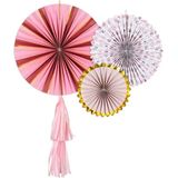 Mix van papieren waaiers bloemen 3 stuks 26-43 cm