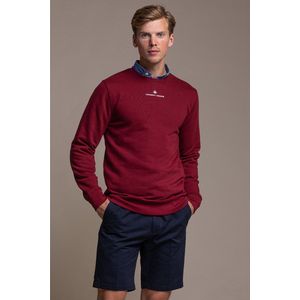 Laurent Vergne - Heren - Sweater Ronde Hals - Donkerrood - 100% Organic Katoen - maat L - Slim fit