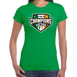 We are the champions Ireland t-shirt met schild embleem in de kleuren van de Ierse vlag - groen - dames - Ierland supporter / Iers elftal fan shirt / EK / WK / kleding M