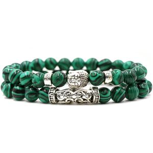 Kralen Armband met Buddha Beeld - Groen - Natuursteen - Boeddha Sieraden - Armbanden Heren Dames - Kralenarmband - Cadeau voor Man - Mannen Cadeautjes
