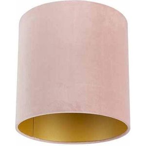 QAZQA cilinder velours - Klassieke Lampenkap - Ø 250 mm - Roze -