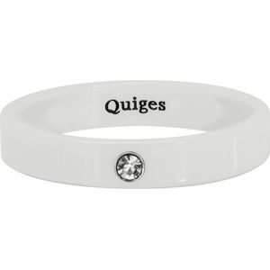 Quiges Stapelring Dames - Vulring Zirkonia - Keramiek wit - Maat 19 - Hoogte 4mm