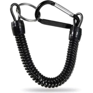 Fako Bijoux® - Uittrekbare Sleutelhanger Spiraal Large - Uittrekbaar - Verend - 24cm - Zwart