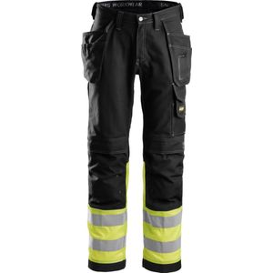 Snickers 3235 High-Vis Katoenen Werkbroek met Holsterzakken, Klasse 1 - Zwart/Geel, High Visibility - 48