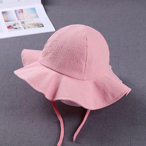 Zonnehoedje groot roze effen meisje dreumes peuter (6-24 mnd) - 48 - zomer hoed