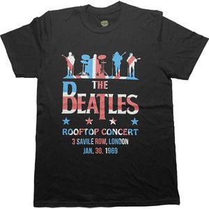 The Beatles - Drop T Rooftop Flag Heren T-shirt - S - Zwart