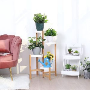 Hoek Plant Stand Binnen, 4 Tier Plant Display Plank Bamboe Plant Pot Standhouder Hoge Bloem Stand Rack voor Indoor Home Decor