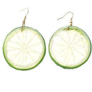 Fako Bijoux® - Oorbellen - Plastic Fruit - Limoen Schijfje