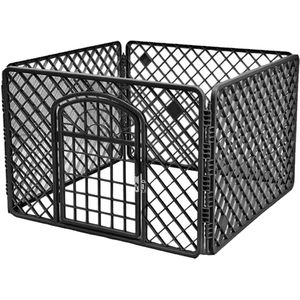 Hondenhek - Huisdierenren - Hondenbox - Kennel voor Honden, Puppy's, Katten en Kleine Dieren - Veiligheidshek met Deur en Vergrendeling - Voor Binnen - Zwart - 90x90x60cm