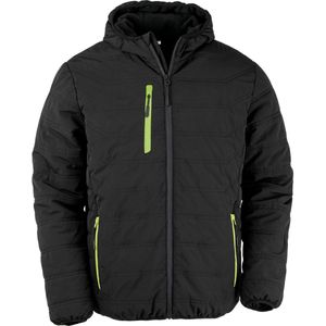 Result Recycled Black Compass Padded Winter Jacket RT240 - Black/Lime - L