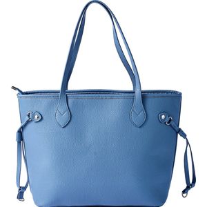 Nouka Grote Licht Blauwe Dames Tas - Schoudertas – Shopper – Schooltas – Werktas – met Rits