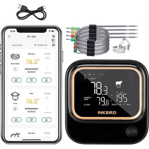 Inkbird IBT-26S Bluetooth Wi-Fi 2,4 GHz Slimme BBQ Vleesthermometer