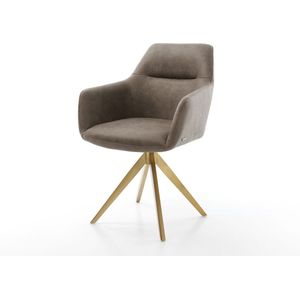Gestoffeerde-stoel Pejo-Flex kruisframe hoekig goud microvelours taupe vintage pocketveer kern