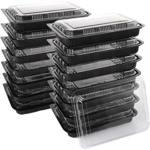 25 stuks herbruikbare meal prep containers - 26 x 20 x 3 cm - kunststof serveerschaal met deksel - BPA-vrij - luchtdicht - magnetronbestendig - lunchbox container voor meal prep - Meal Prep dozen