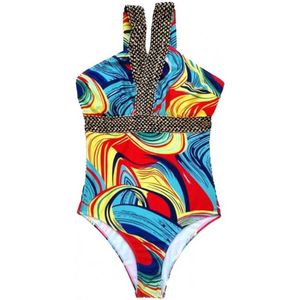 Badpak Summer - Kleurvol - Gouden Paillet - Open Rug - Bikini