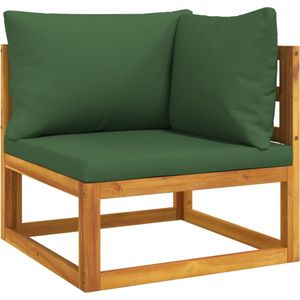 vidaXL - 3-delige - Loungeset - met - groene - kussens - massief - hout