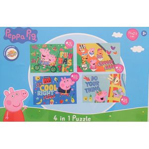 Peppa Pig Puzzel - 4 in 1 Puzzle Peppa Pig - Knutselen - Puzzelen -19x29cm