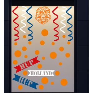 35 delige voetbal EK WK sticker set herbruikbaar serpentine, confetti hup holland leeuw | Rosami Decoratiestickers