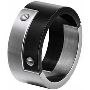 Mendes heren ring edelstaal Schroef Zwart Zilverkleurig-21mm