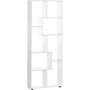 Verticale Boekenkast – Opbergkast - Boekenrek - Vakkenkast - 8 Vakken - Moderne - E1 Spaanplaat - Vrijstaande - 70x24x178 cm – Wit