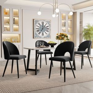 Sweiko Eettafel set, 117 x 68cm eettafel, 4 stoelen, rechthoekige eettafel, zwarte poten, zwart fluwelen stoel, verstelbare poten, moderne keuken eettafel set