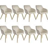 tectake® - set van 8 Stoelen Marilyn fluweellook - creme/goud - 404904