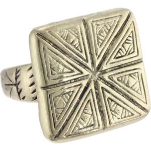 Behave - Ring - Verstelbare vintage goudkleurige ring met geometrische gravures - Tribal stijl - Unisex - Nikkelvrij