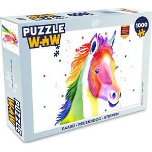 Puzzel Paard - Regenboog - Stippen - Meisjes - Kinderen - Meiden - Legpuzzel - Puzzel 1000 stukjes volwassenen