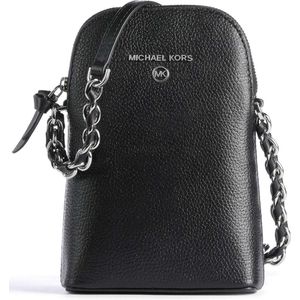 Michael Kors Jet Set Small Smartphone Crossbody Bag Leather Silver Black