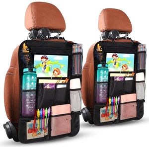 Diboniur Car Backrest Seat Covers - 2 stuks kinderstoelhoezen, waterdichte en onderhoudsvriendelijke achterbankbekleding van Oxford-stof, autostoelorganizer voor iPad-tablets kleiner dan 10,5 inch