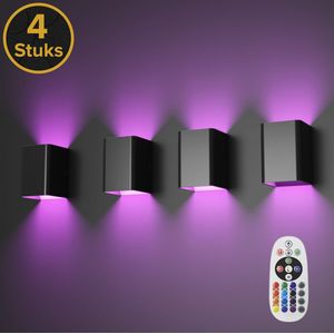 Realight RGB Wandlamp Dimbaar voor Binnen - Muurlamp als Sfeerverlichting - Industrieel Led Sfeerlamp in Woonkamer - Slaapkamer Nachtlampje voor Volwassenen - Schilderijverlichting - Zwart