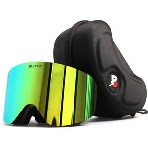 BLITZZ - Impact Collection - Ski- Snowboard Bril - No Edge - Groen - Magnetische Lens - Gratis Hardcase - One Size