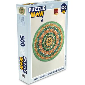 Puzzel Hippie - Mandala - Groen - Boho - Bloemen - Legpuzzel - Puzzel 500 stukjes